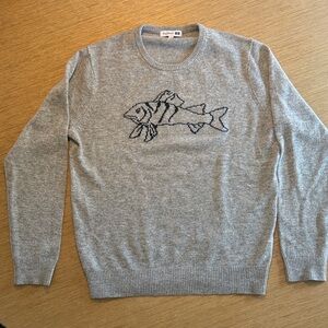 JW Anderson x Uniqlo Fish Sweater XL Gray Graphic Crewneck Streetwear
